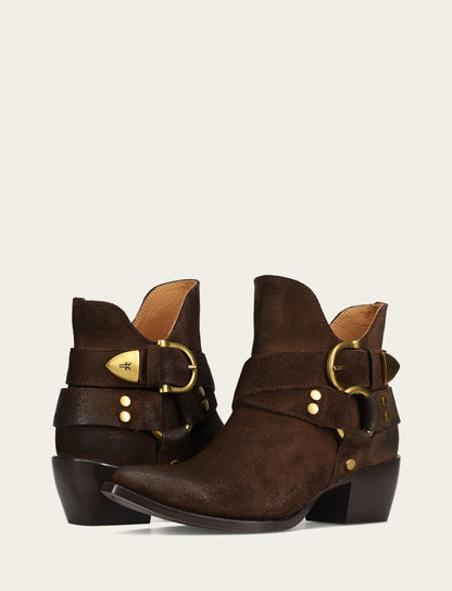 Women's Chocolate Sacha Multi Strap Booties Frye