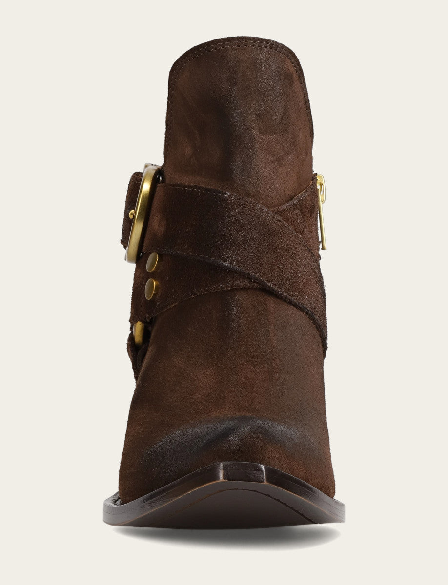 Women's Chocolate Sacha Multi Strap Booties Frye