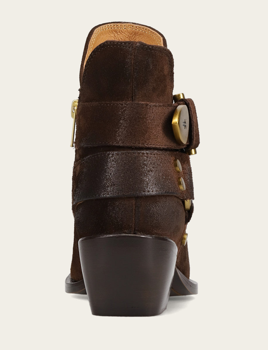 Women's Chocolate Sacha Multi Strap Booties Frye