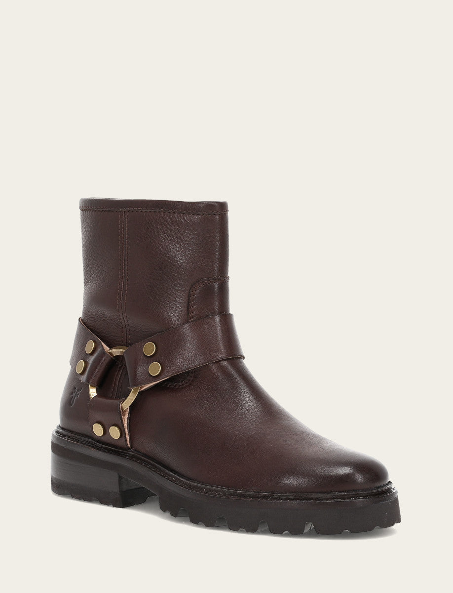 Women's Chocolate Olivia Harness Short Booties Frye