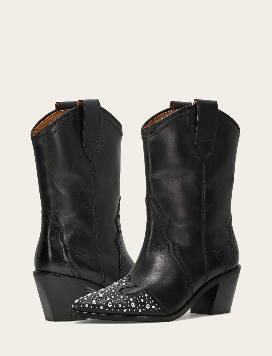 Women's Black Sara Wingtip Stud Boot Frye Online