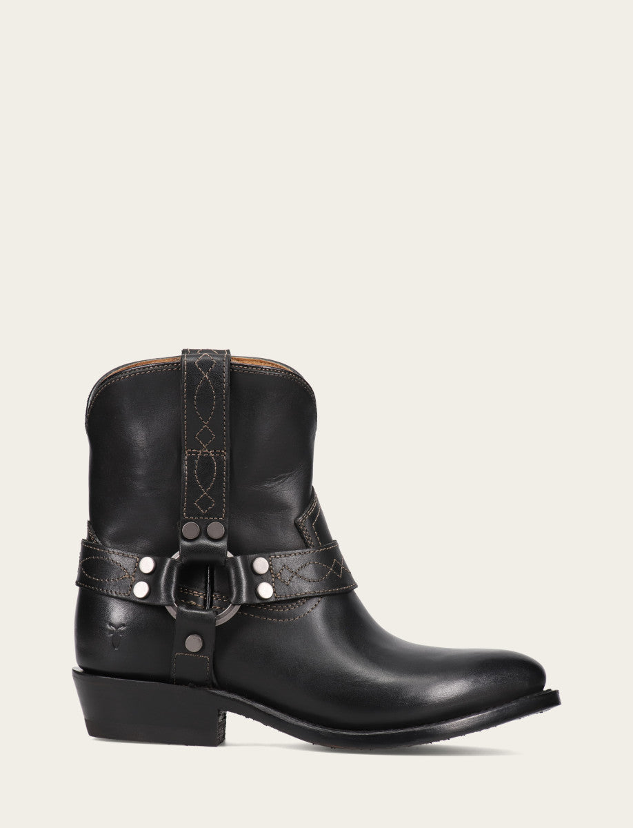 Women's Black Billy Short Harness Booties Frye us