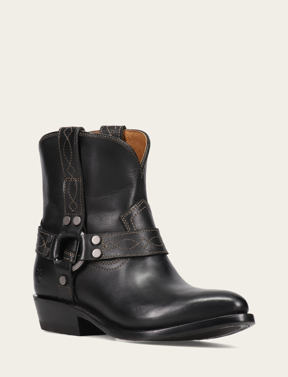 Women's Black Billy Short Harness Booties Frye us