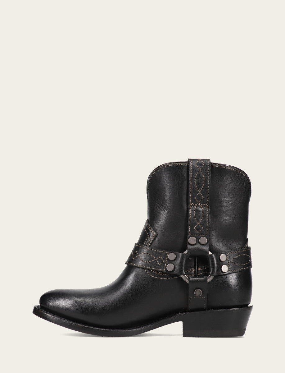 Women's Black Billy Short Harness Booties Frye us
