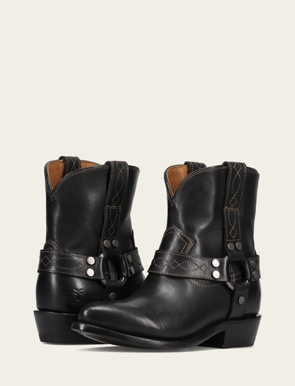 Women's Black Billy Short Harness Booties Frye us
