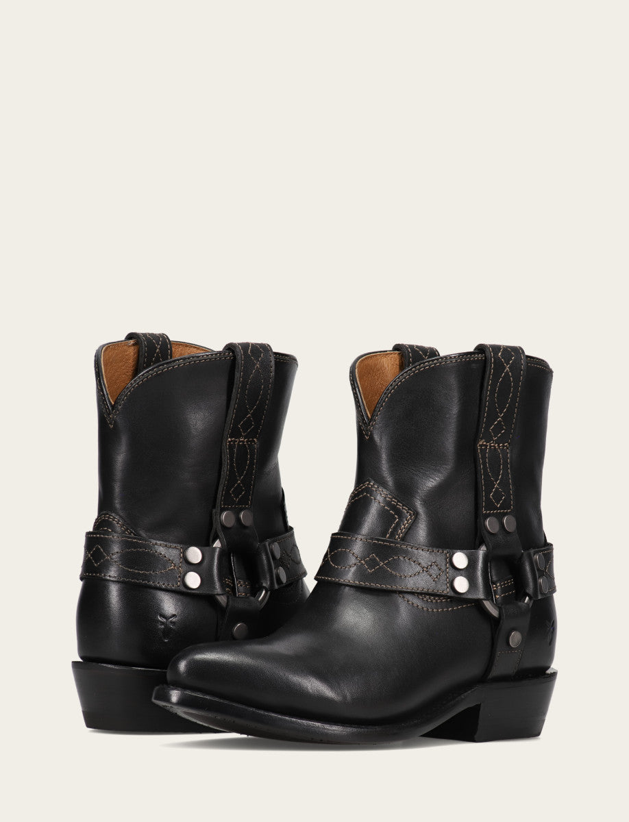 Women's Black Billy Short Harness Booties Frye us