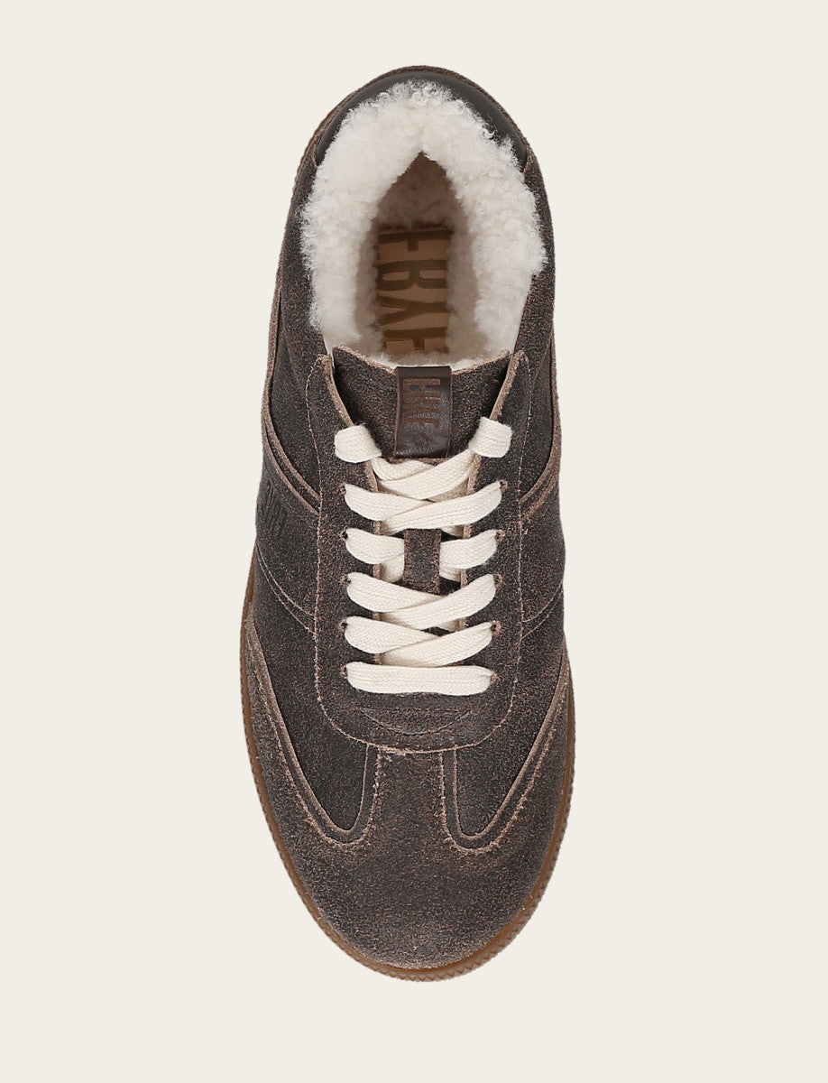 Women's Dark Truffle Milly Low Lace Shearling Sneaker Frye Sale