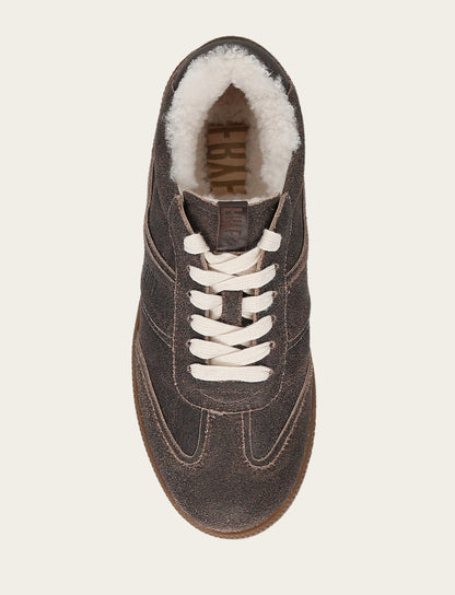 Women's Dark Truffle Milly Low Lace Shearling Sneaker Frye Sale