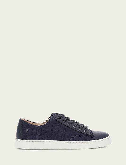 Women's Navy Ivy Canvas Low Lace Sneakers Frye Sale