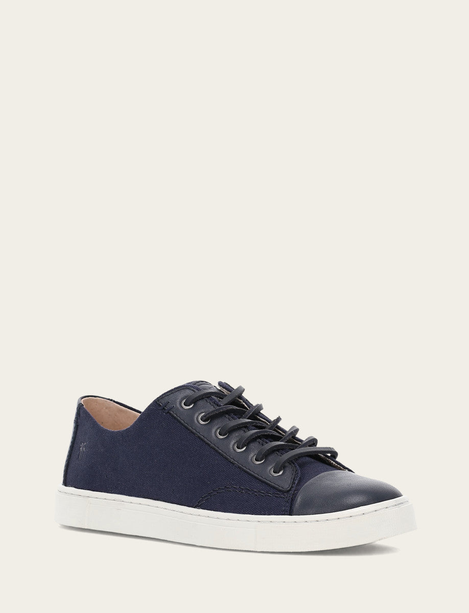Women's Navy Ivy Canvas Low Lace Sneakers Frye Sale
