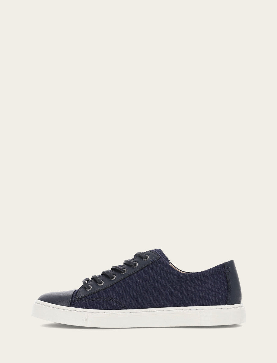Women's Navy Ivy Canvas Low Lace Sneakers Frye Sale