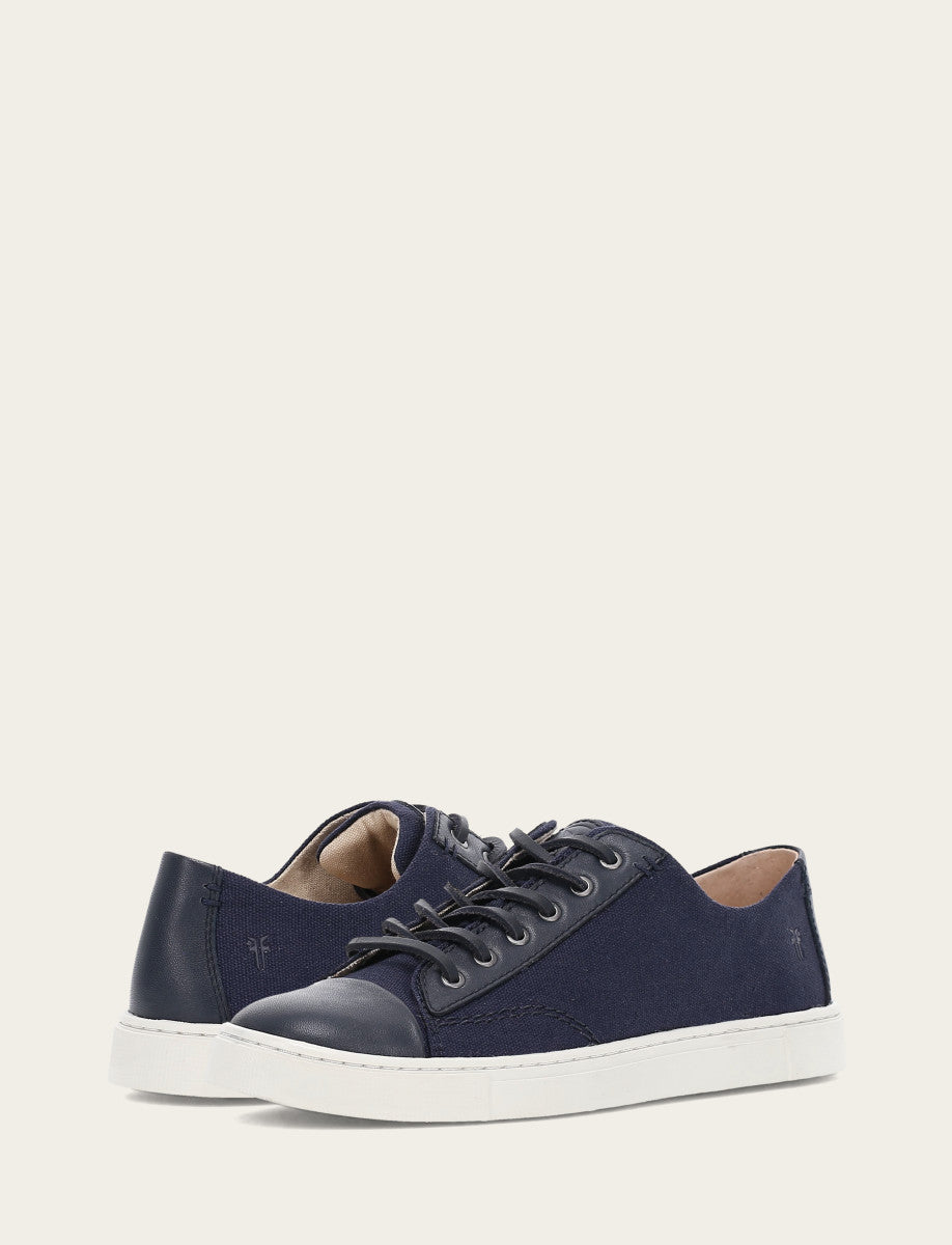 Women's Navy Ivy Canvas Low Lace Sneakers Frye Sale