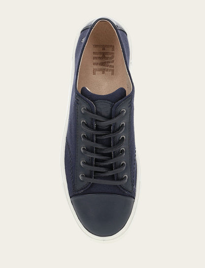 Women's Navy Ivy Canvas Low Lace Sneakers Frye Sale