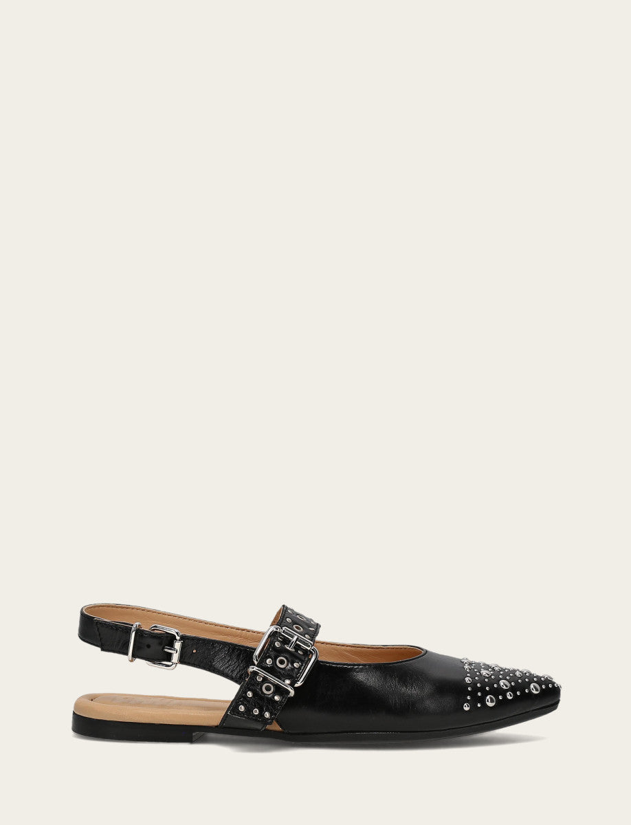 Women's Black Heather Slingback Studded Shoe Frye us