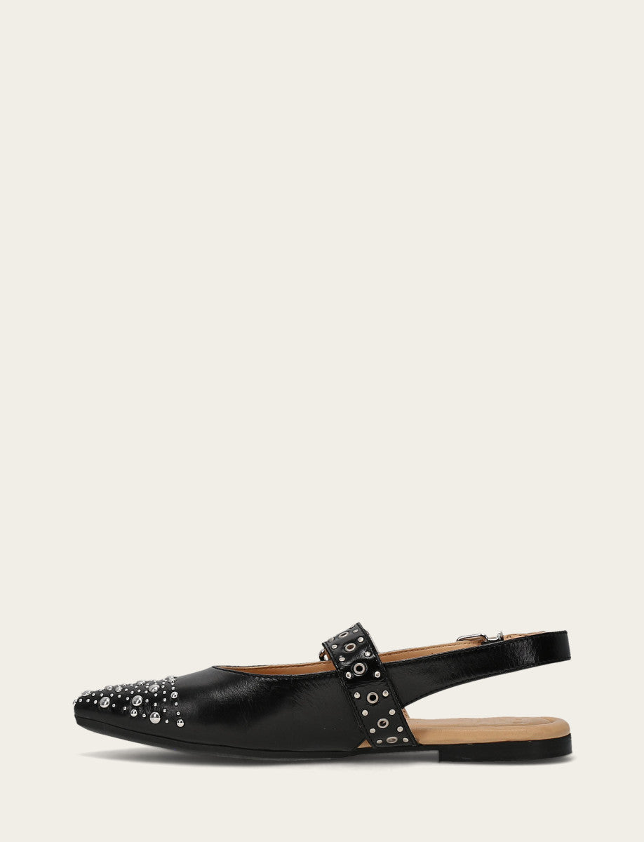 Women's Black Heather Slingback Studded Shoe Frye us