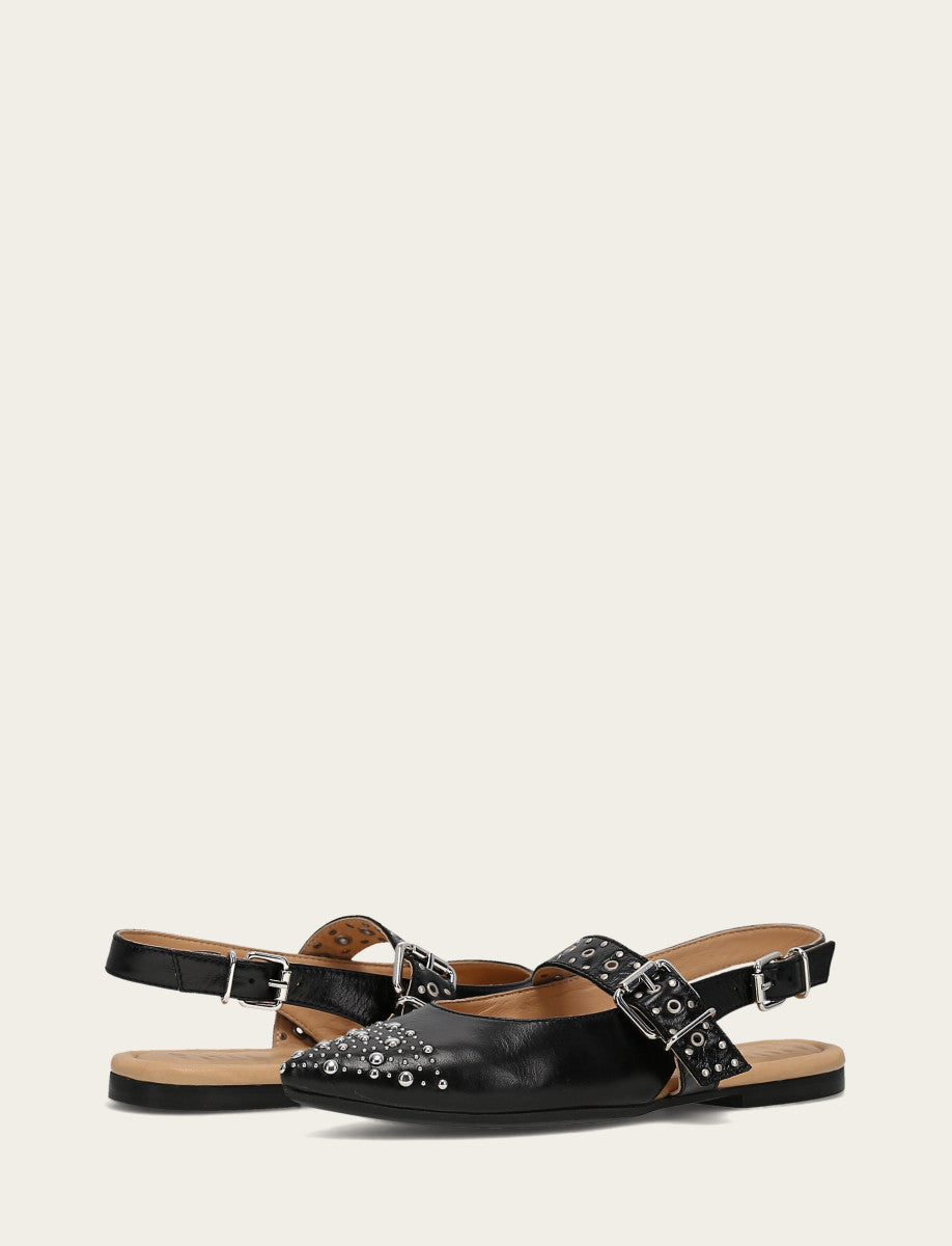 Women's Black Heather Slingback Studded Shoe Frye us
