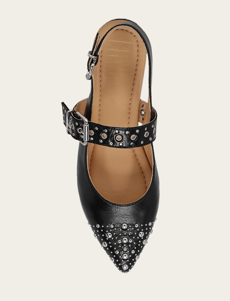 Women's Black Heather Slingback Studded Shoe Frye us