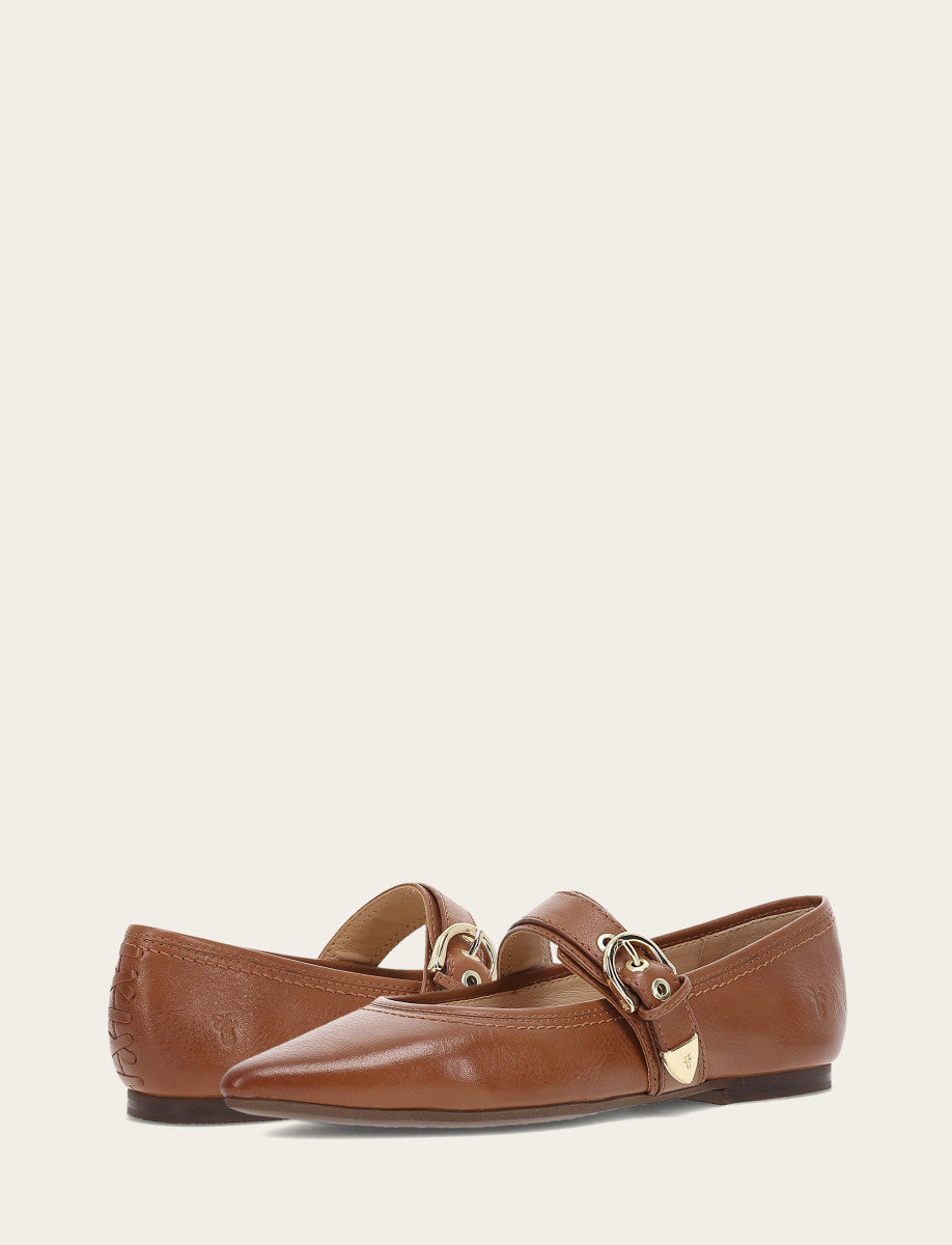 Women's Dark Latte Heather Buckle Mary Jane Flats Frye