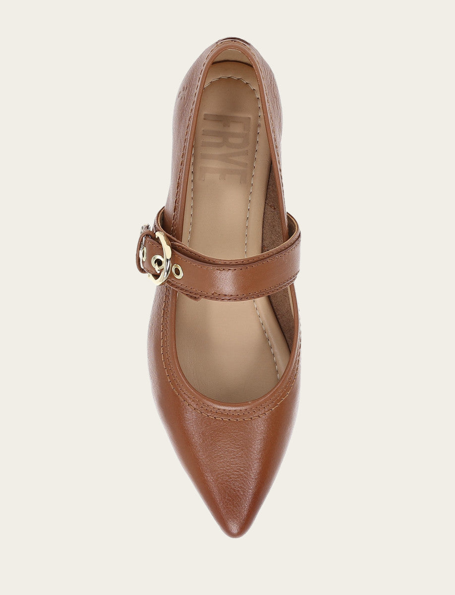 Women's Dark Latte Heather Buckle Mary Jane Flats Frye