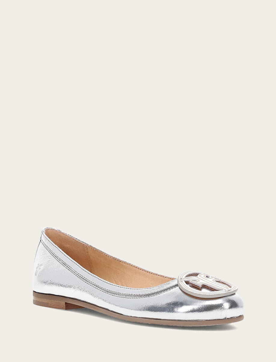 Women's Silver Carson Logo Ballet Flats Frye On sale