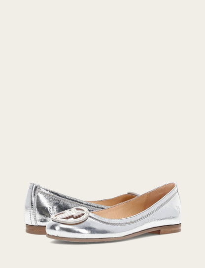Women's Silver Carson Logo Ballet Flats Frye On sale