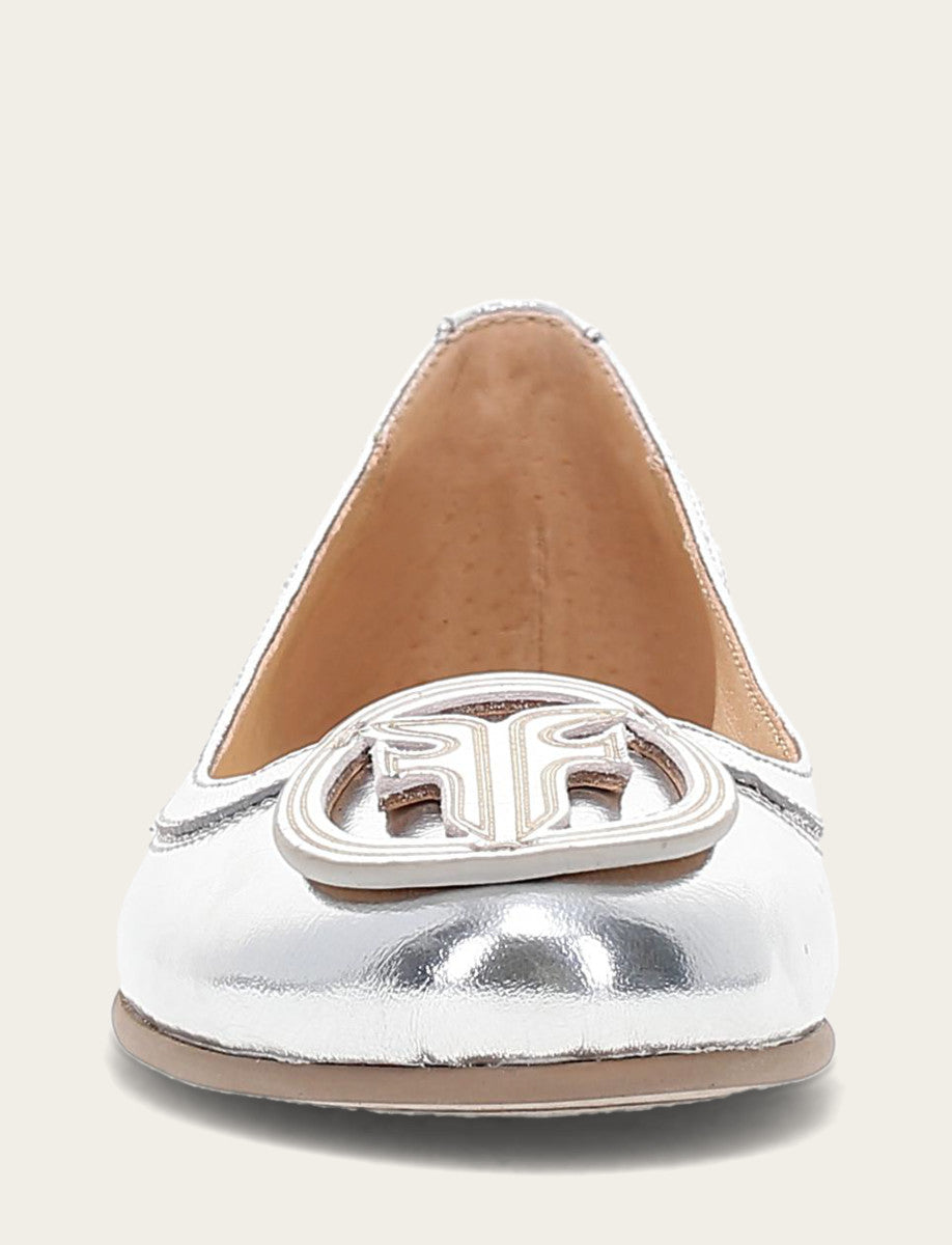 Women's Silver Carson Logo Ballet Flats Frye On sale