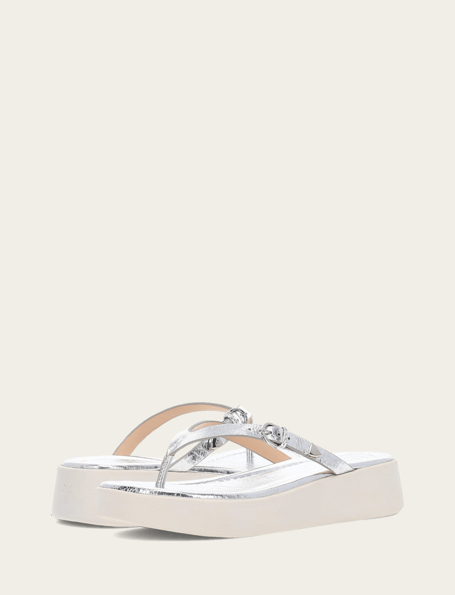Women's Silver Maya Buckle Thong Sandals Frye Sale