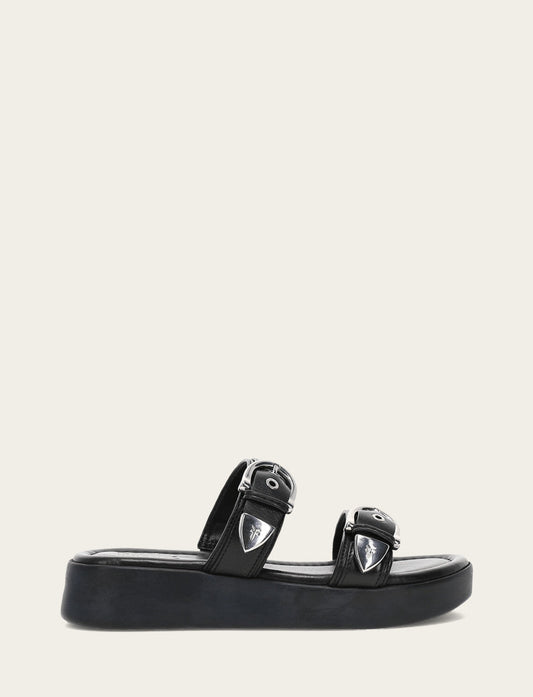 Women's Black Maya Buckle Sandals Frye Outlet