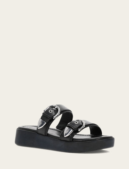 Women's Black Maya Buckle Sandals Frye Outlet