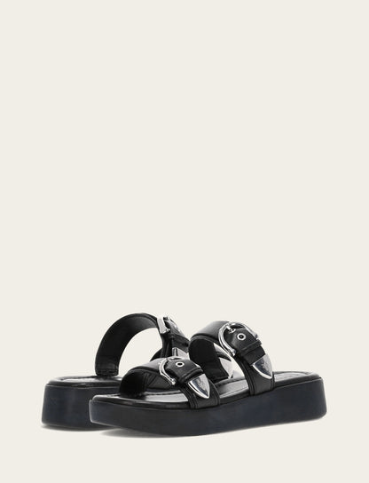 Women's Black Maya Buckle Sandals Frye Outlet