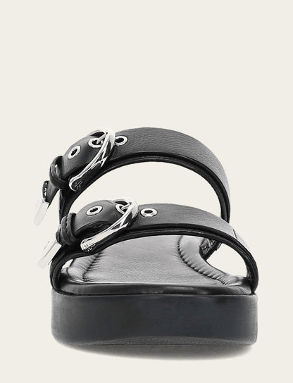 Women's Black Maya Buckle Sandals Frye Outlet