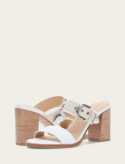 Women's White Ivory Stella Buckle Slide Sandals Frye