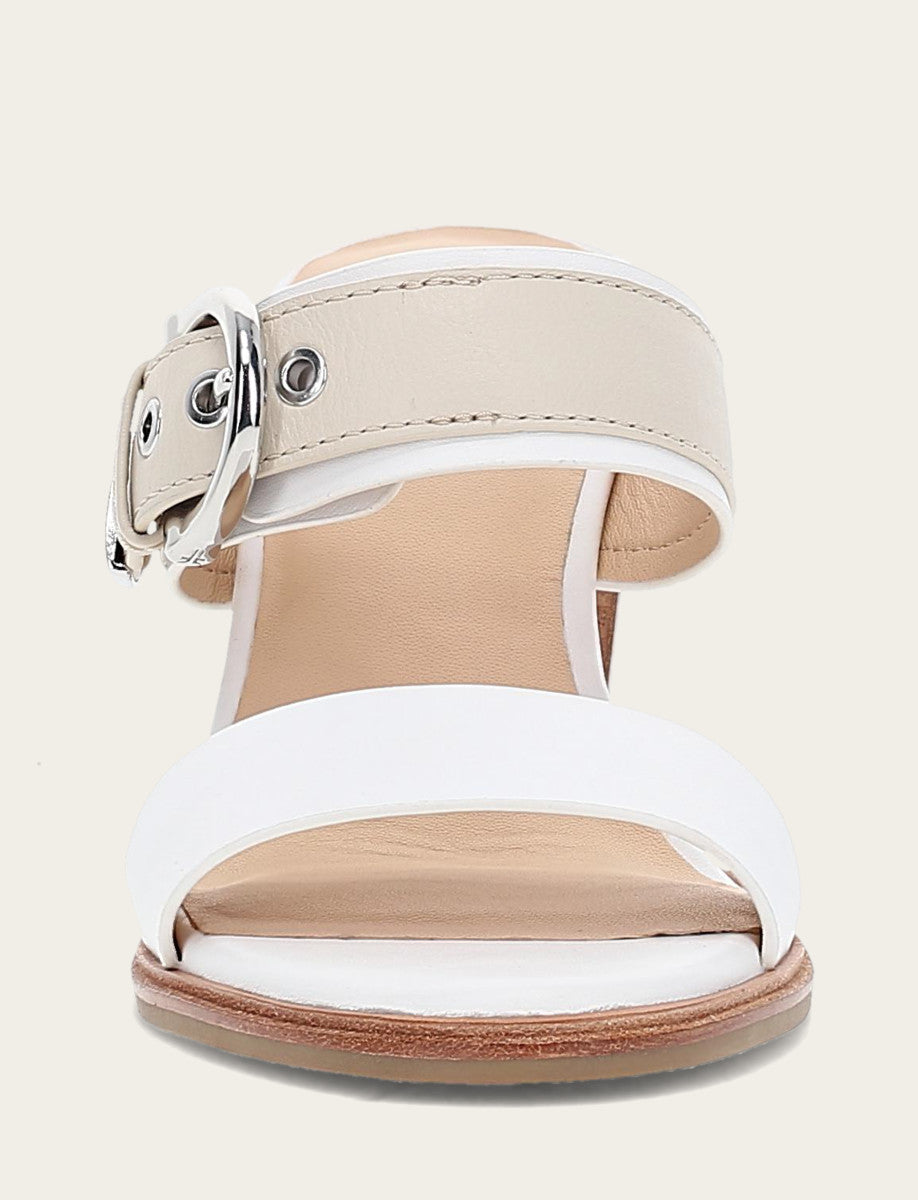 Women's White Ivory Stella Buckle Slide Sandals Frye