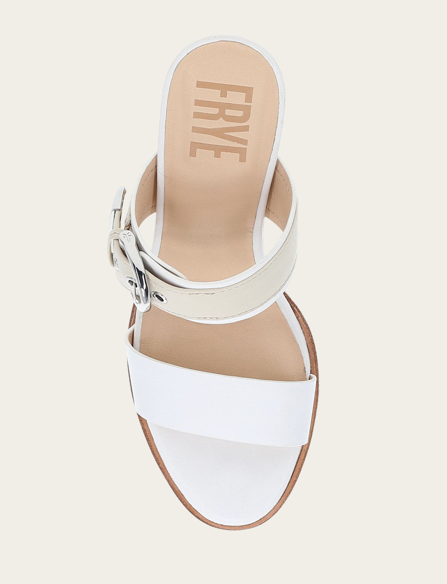 Women's White Ivory Stella Buckle Slide Sandals Frye