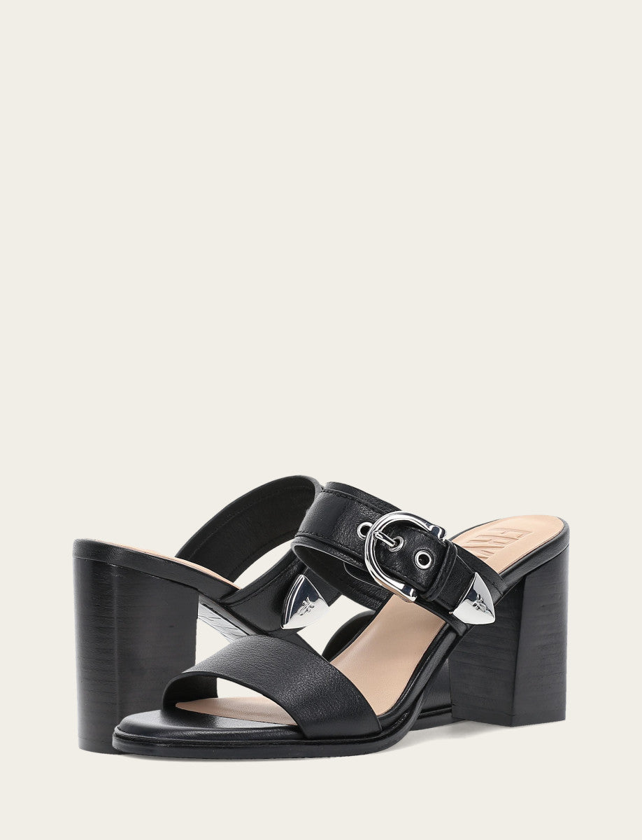Women's Black Stella Buckle Slide Sandals Frye Discount
