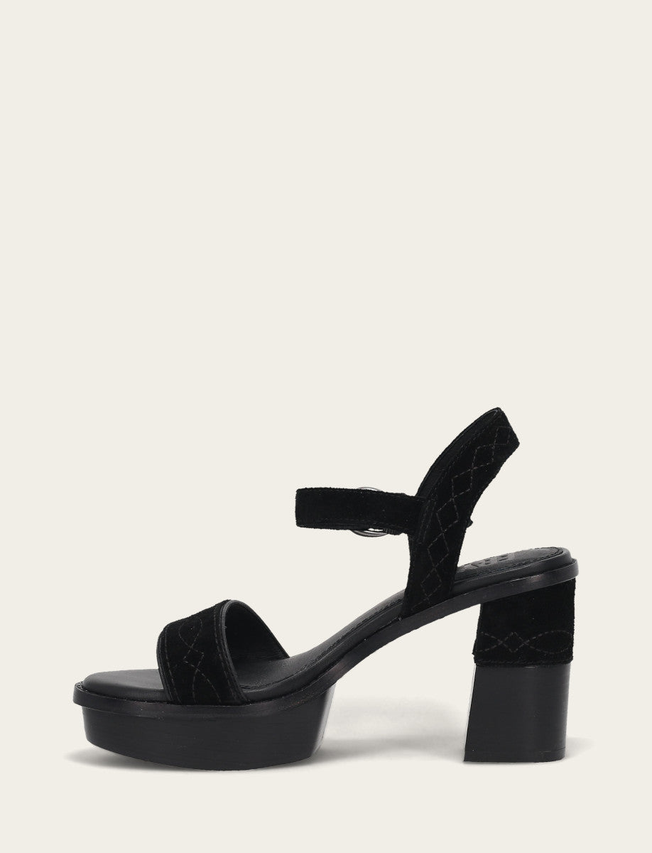 Women’s Black Pipa Woodstock Sandals Frye For Sale