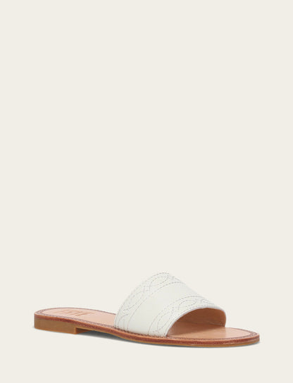 Women's White Ava Woodstock Slide Sandals Frye us