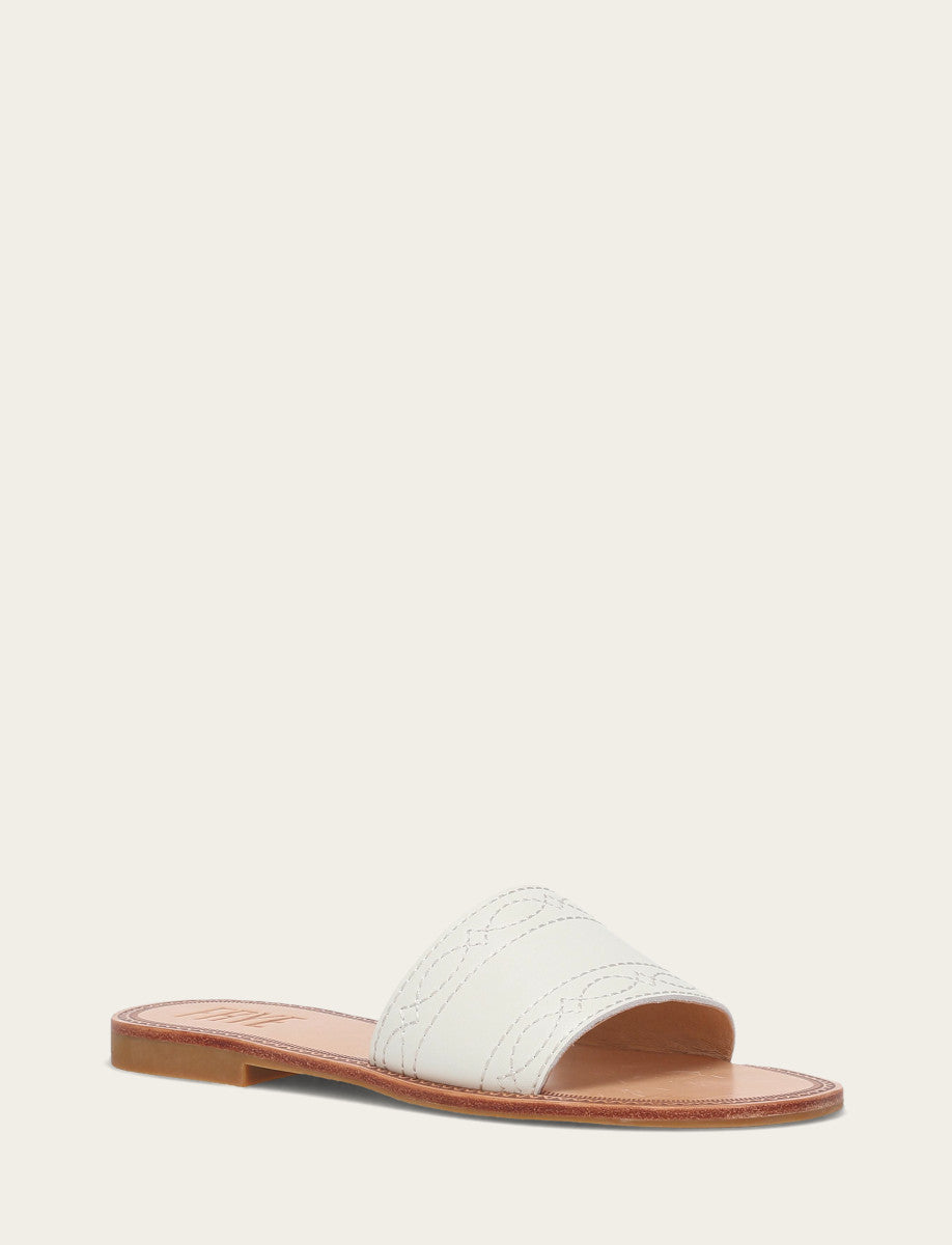 Women's White Ava Woodstock Slide Sandals Frye us