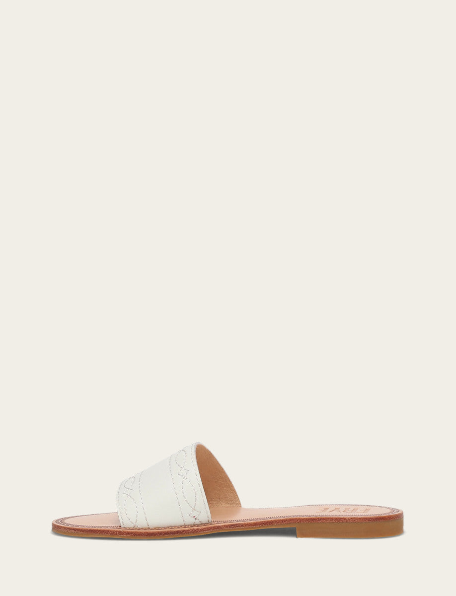Women's White Ava Woodstock Slide Sandals Frye us