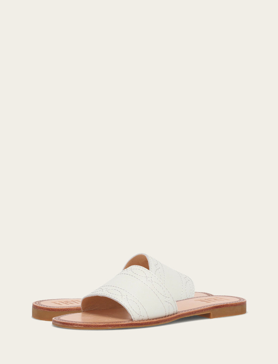 Women's White Ava Woodstock Slide Sandals Frye us