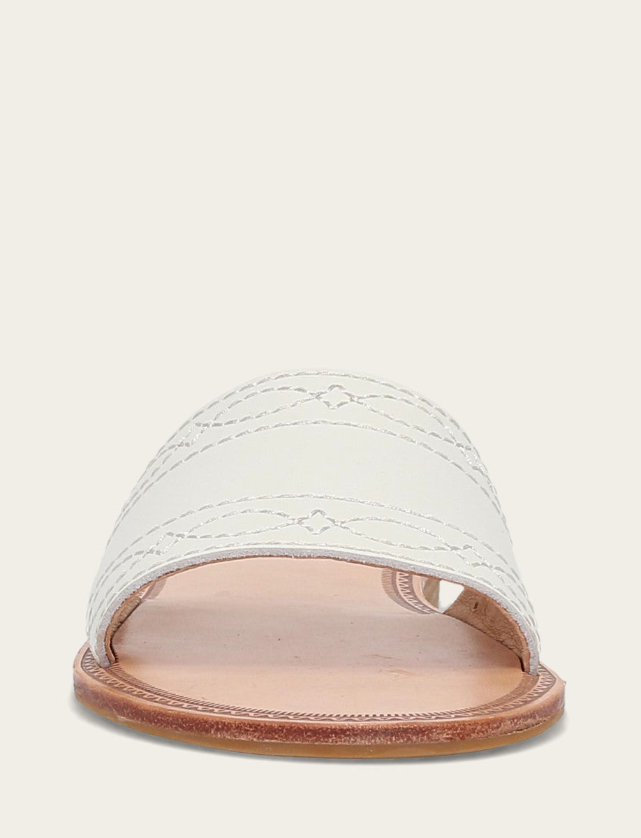 Women's White Ava Woodstock Slide Sandals Frye us