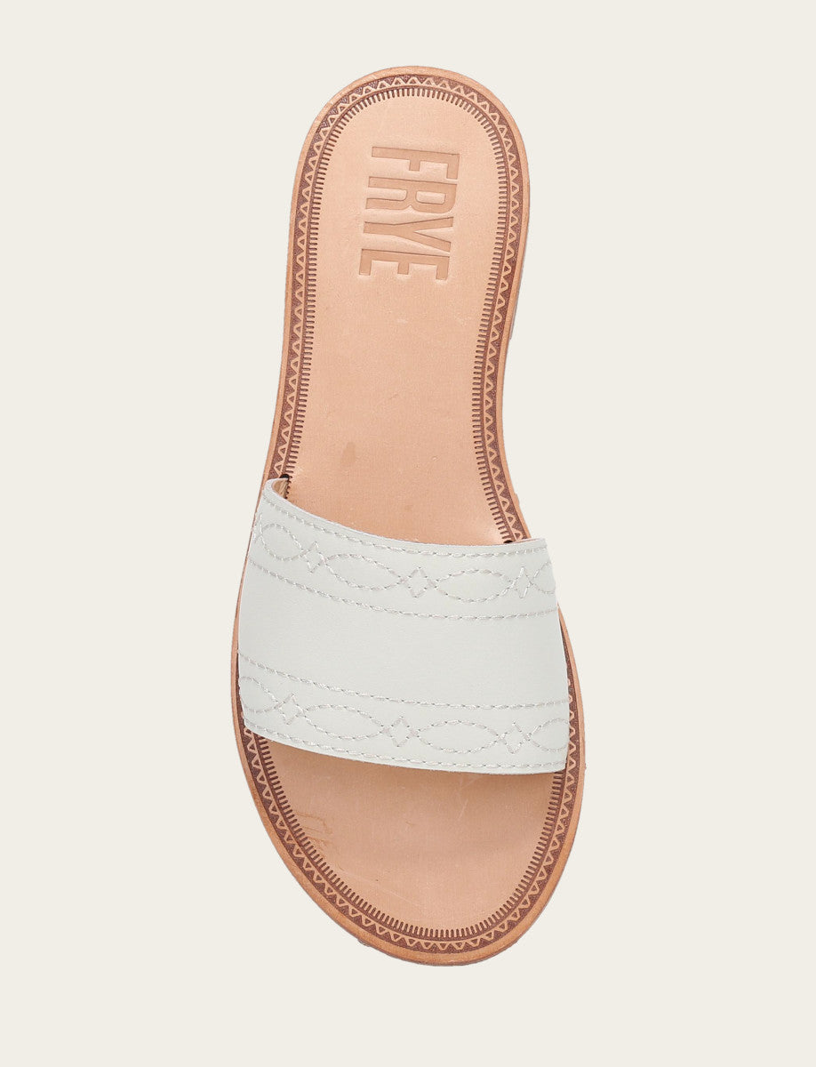 Women's White Ava Woodstock Slide Sandals Frye us