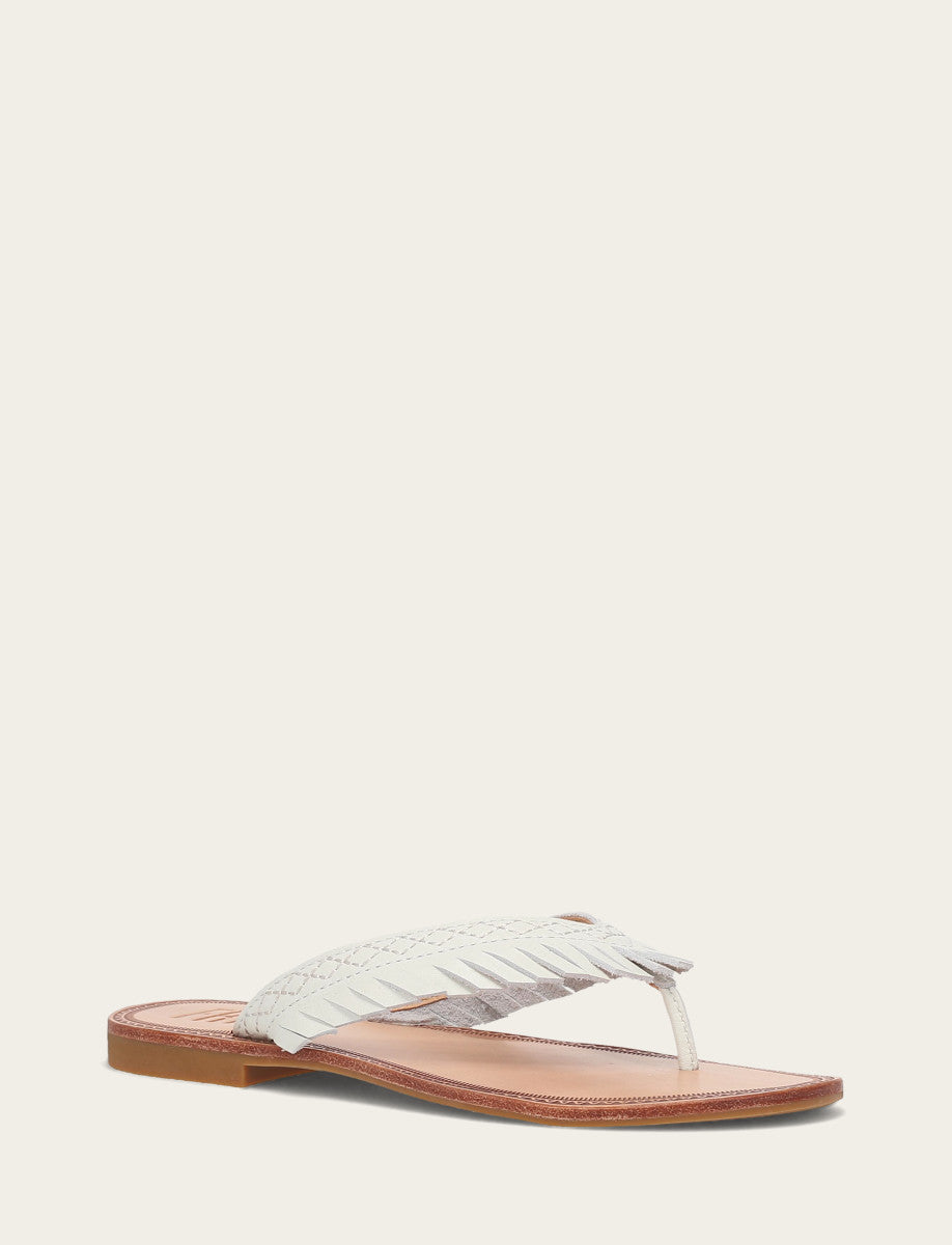 Women's White Ava Fringe Sandals Frye