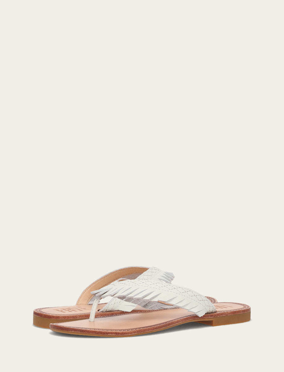 Women's White Ava Fringe Sandals Frye
