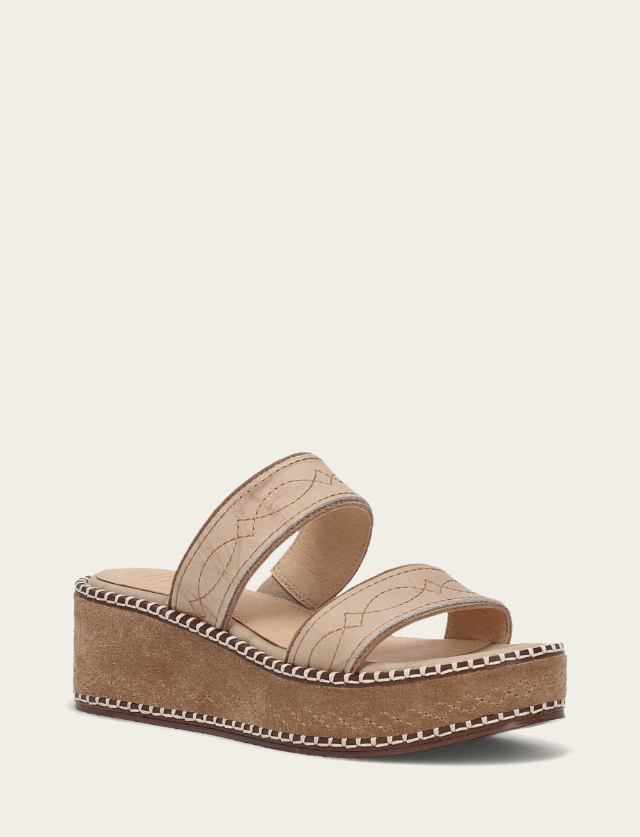 Women's Almond Joy Woodstock 2 Band Platform Slide Sandals Frye For Sale