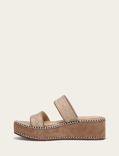 Women's Almond Joy Woodstock 2 Band Platform Slide Sandals Frye For Sale