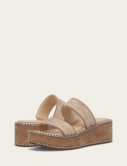 Women's Almond Joy Woodstock 2 Band Platform Slide Sandals Frye For Sale