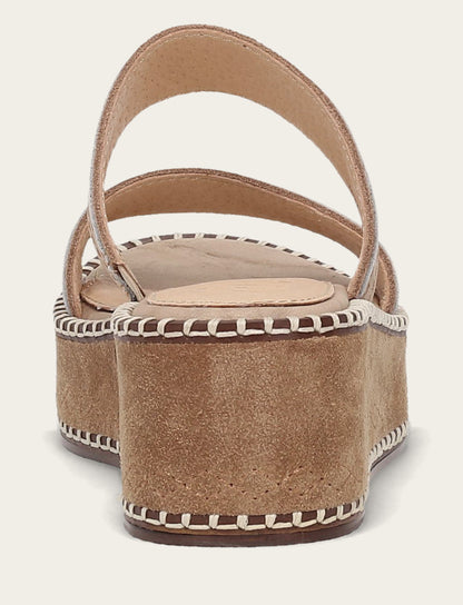 Women's Almond Joy Woodstock 2 Band Platform Slide Sandals Frye For Sale