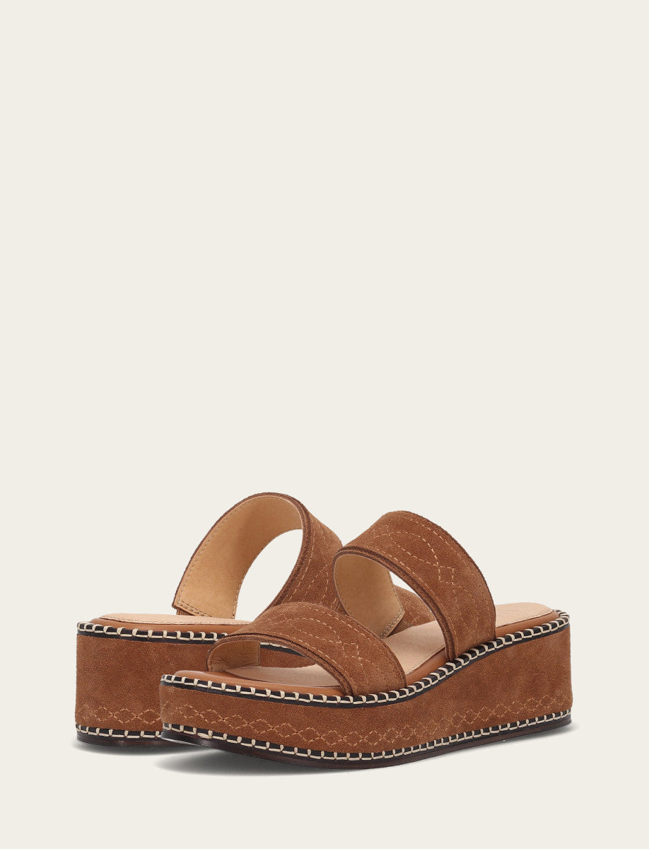 Women's Bark Joy Woodstock 2 Band Platform Slide Sandals Frye us