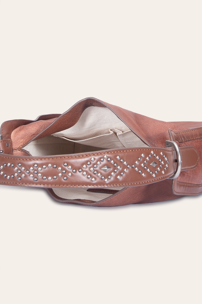 Women's Cognac Carla Studded Hobo Handbag Frye us